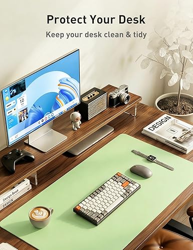 Miniatura 162 de Aothia Tapete protector de escritorio, alfombrilla para mouse, antideslizante, impermeable, de piel sintética, secante de escritorio, para Verde