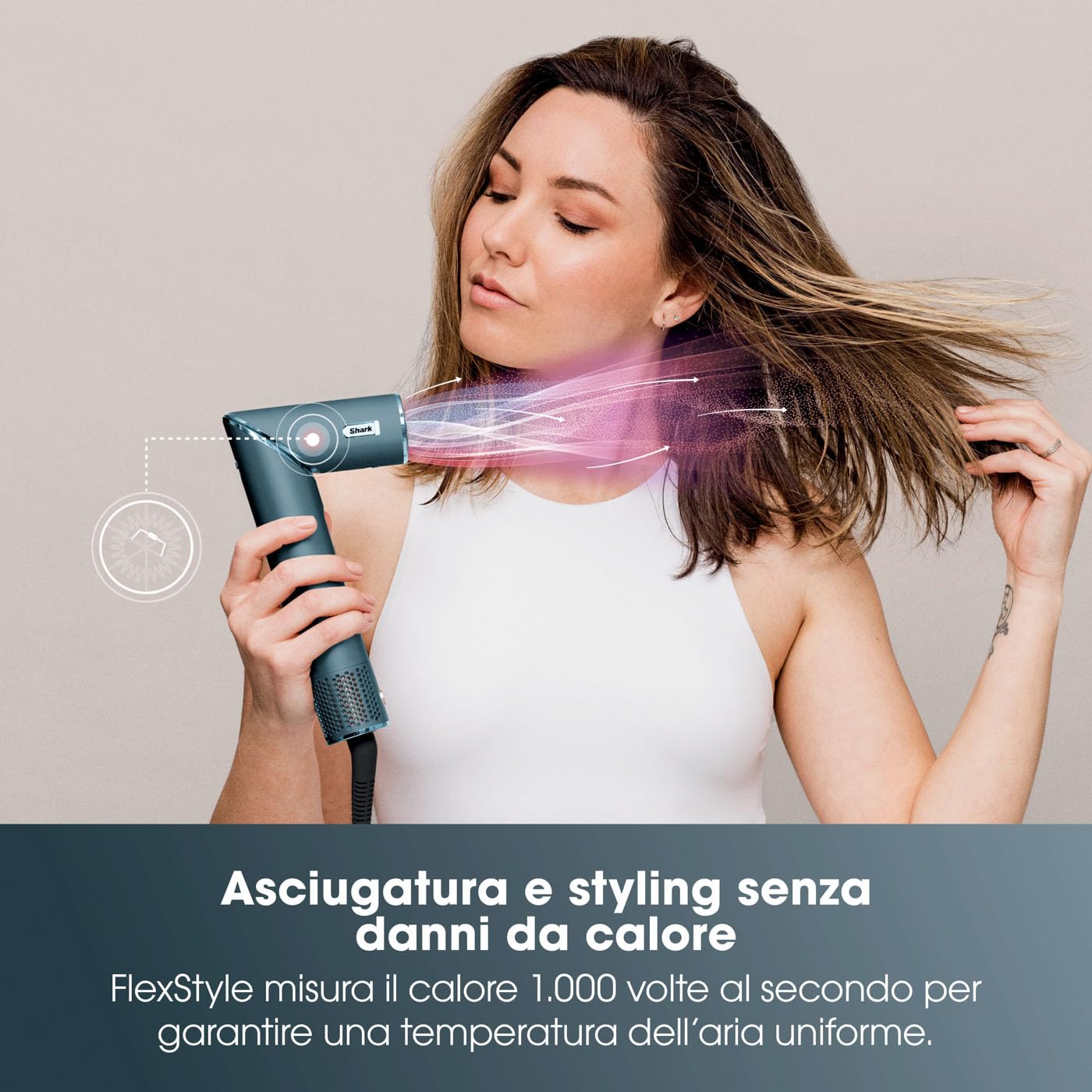 Shark FLEXSTYLE Styler e Asciugacapelli 5 en 1, Set Regalo Limited Edition, cilindri ad aria, FrizzFighter, spazzola ovale, concentratore, pinze, custodia, senza danni da calore, Verde Acqua HD450TLEU