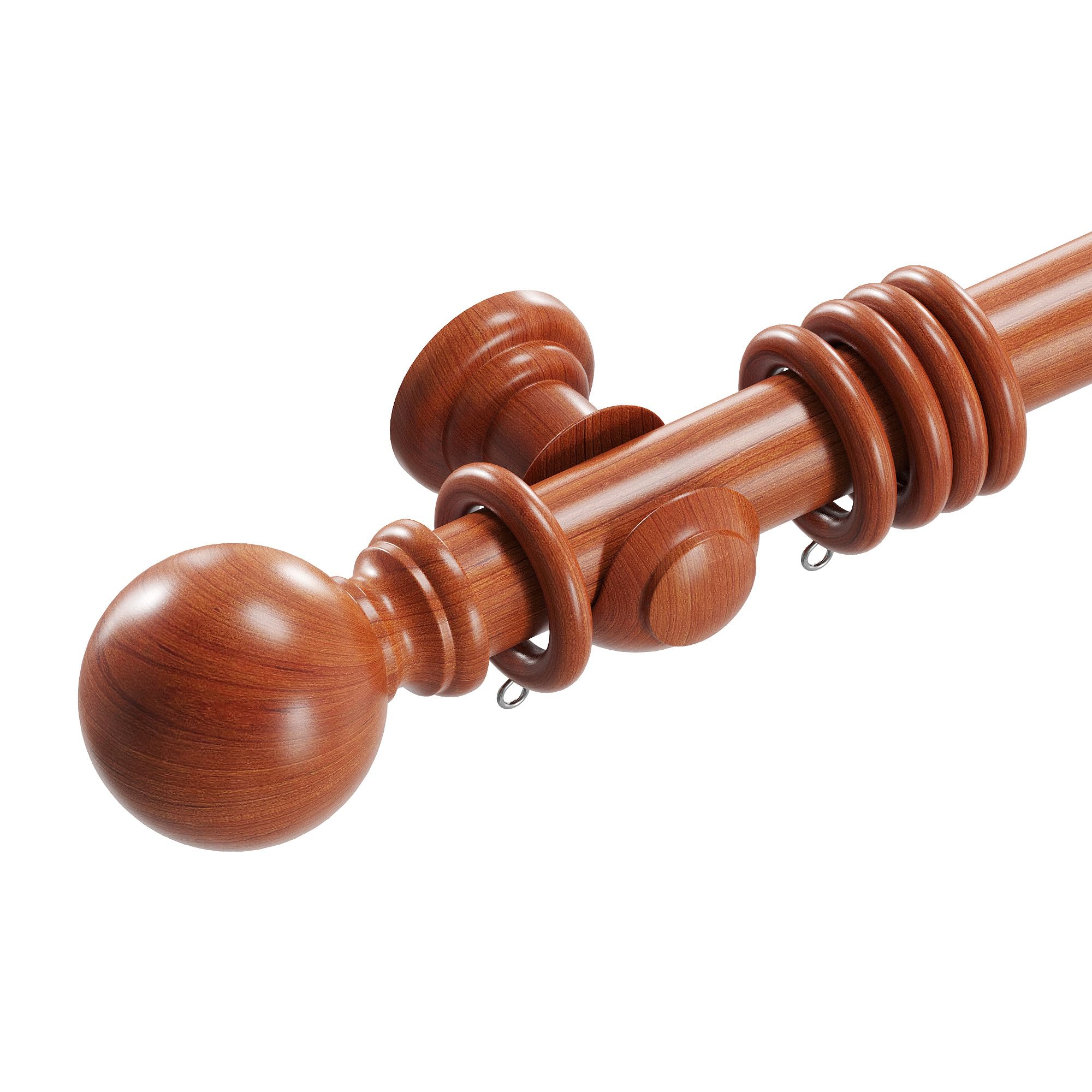 Loch & Skye Wooden Curtain Pole Set Fixed Length Premium Quality Beechwood 28mm Diameter with Finials, Rings & Brackets Wooden Rail Pole for Window & Eyelet Curtains (Golden Oak, 150cm)