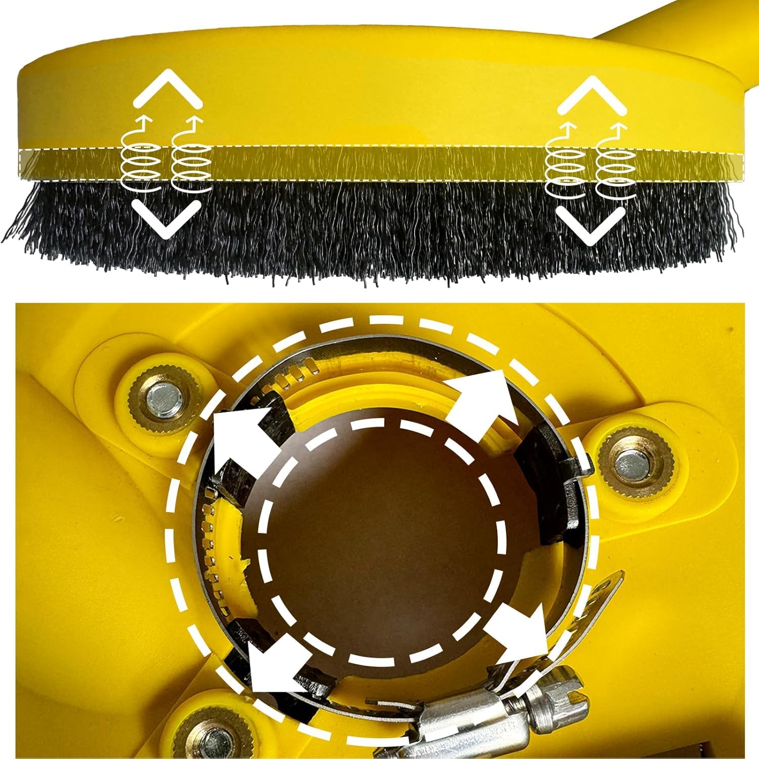 FANZTOOL Nuova Cuffia Aspirazione Smerigliatrice con Mola a Tazza Diamantata da 125 mm, Qualità Professionale, Spazzole a Molla Migliorate, Compatibilità Universale al 99%.