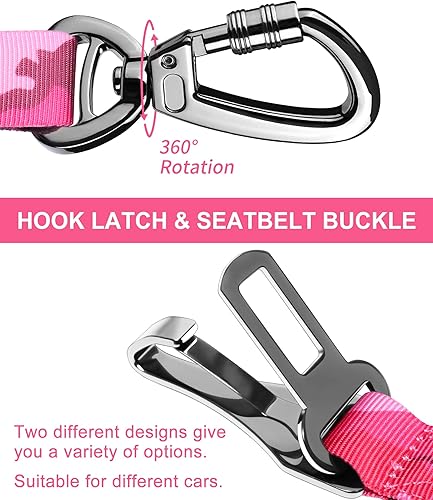 Miniatura 9 de Hotsky Cinturón de seguridad para perro, cinturón de seguridad ajustable 3 en 1, arnés de automóvil para perros en el automóvil, correa elástica de