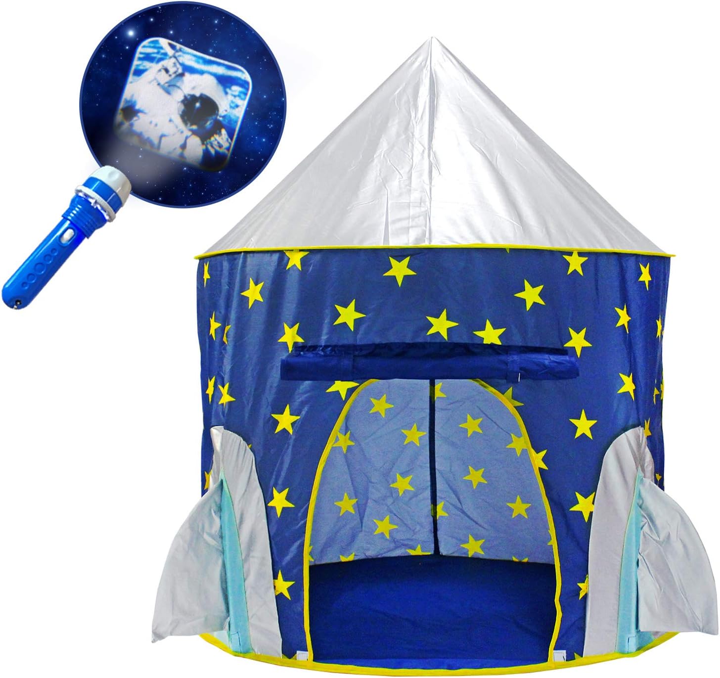 Yoobe Rocket Ship Play Tent - with BOUNS Space Torch Projector Indoor/Outdoor Children Playhouse …