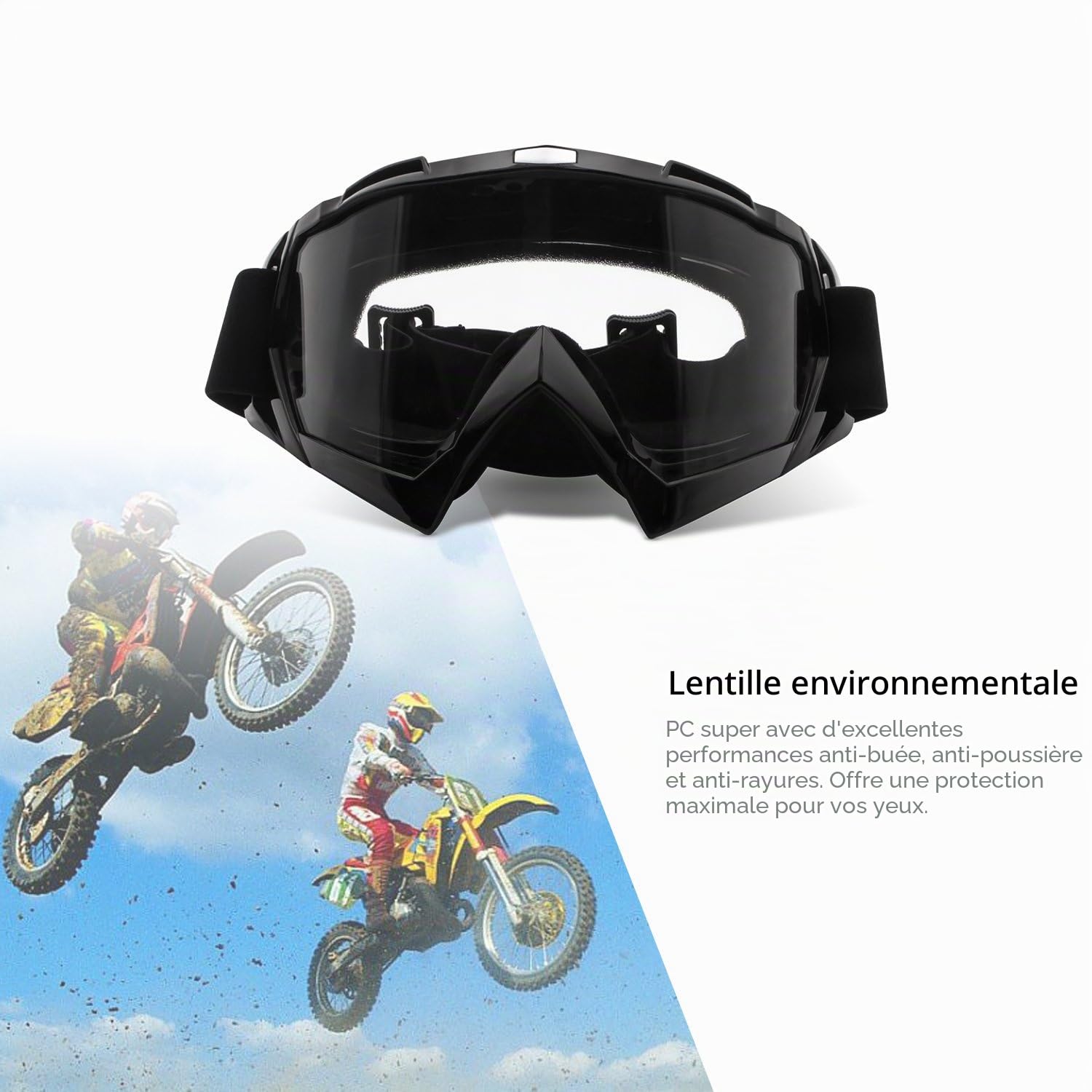 Lunette de Moto Cross, Lunettes de Protection de sécurité réglables, Lunettes de Ski anti-UV