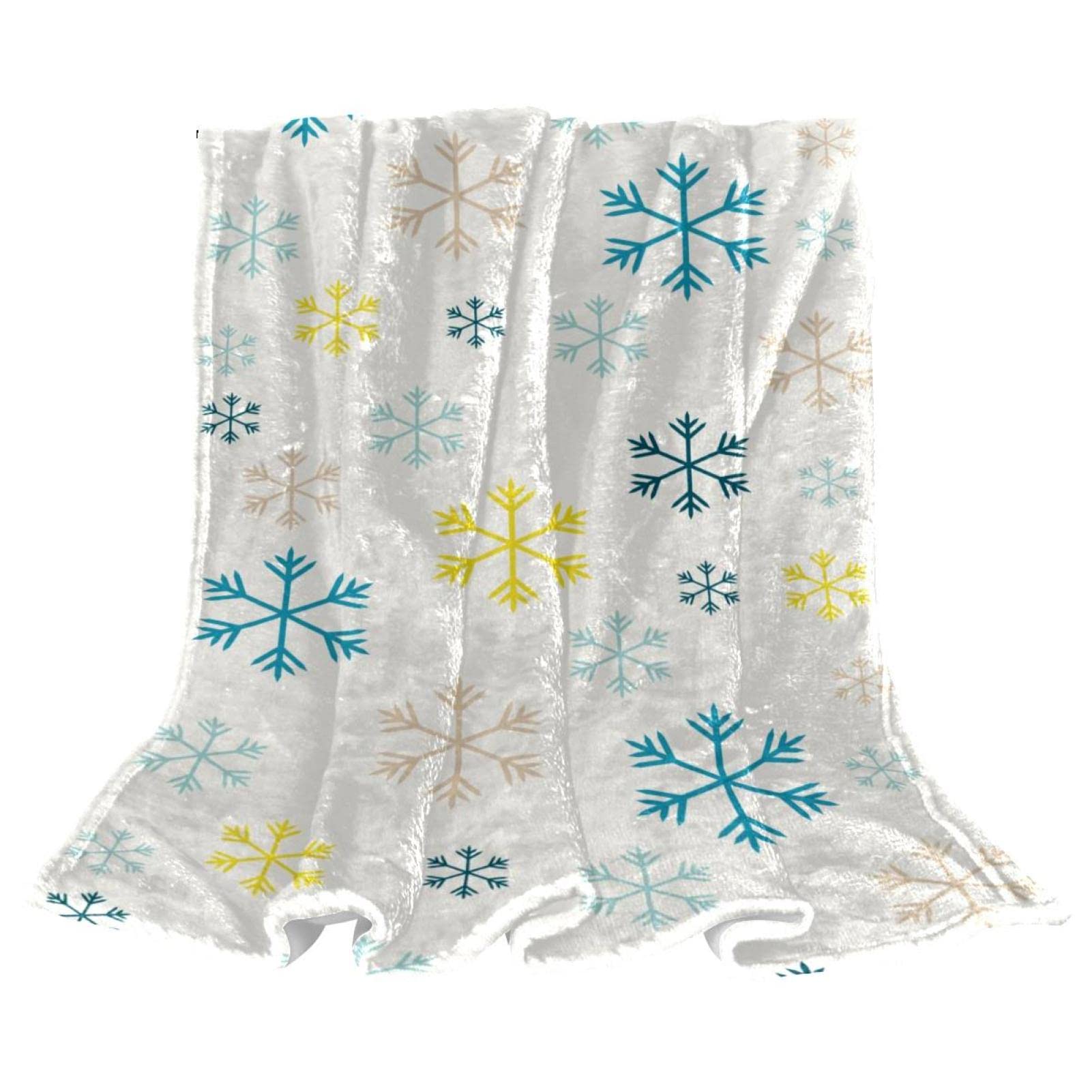 Couverture polaire légère flocons de neige pour canapé et lit