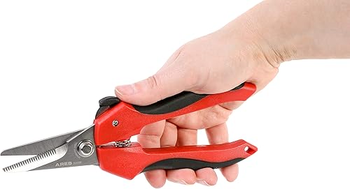 Miniatura 7 de ARES 32005-7 Tijeras multiusos de 12 pulgadas, cuchillas de acero inoxidable de alto carbono finamente dentadas, corta alambre, aislamiento, cable