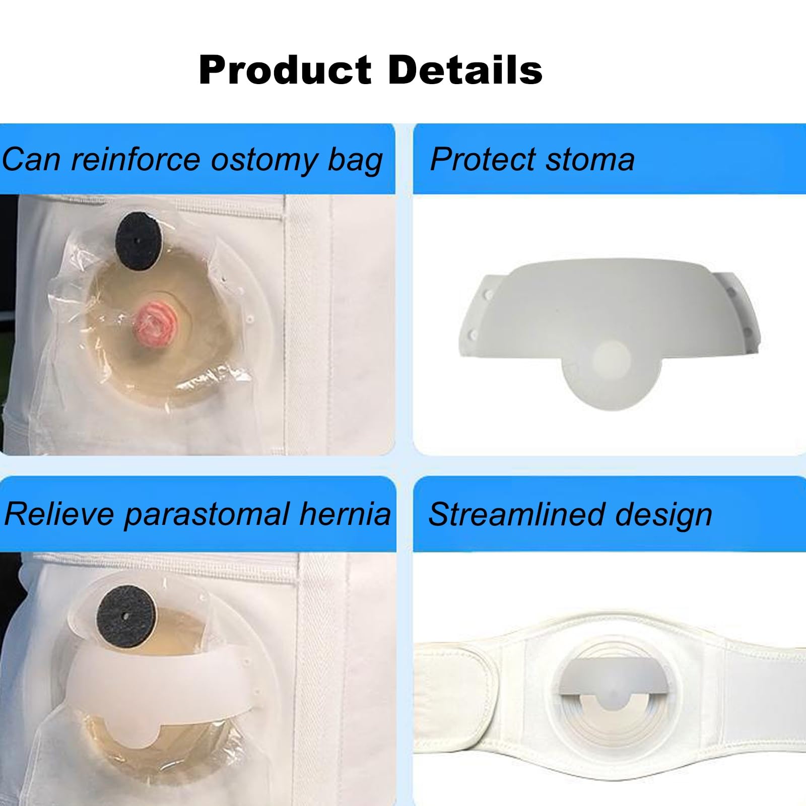 Fascia per Stomia Uomo, Cintura di Supporto per Stomia, Fascia Ernia Ombelicale, Cintura Comfort Post-operatoria, Protezione per Stomia(M)