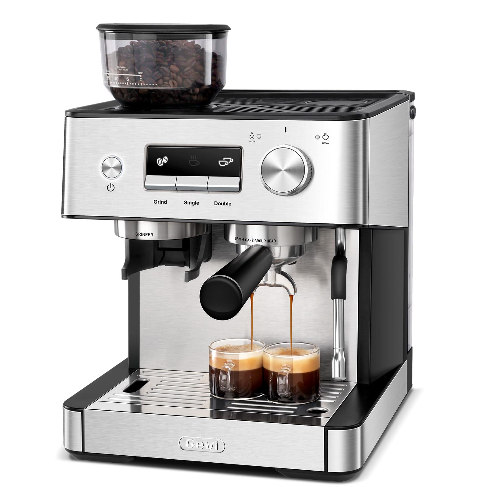 Gevi 20-Bar Espresso Machine with Grinder & Milk Frother