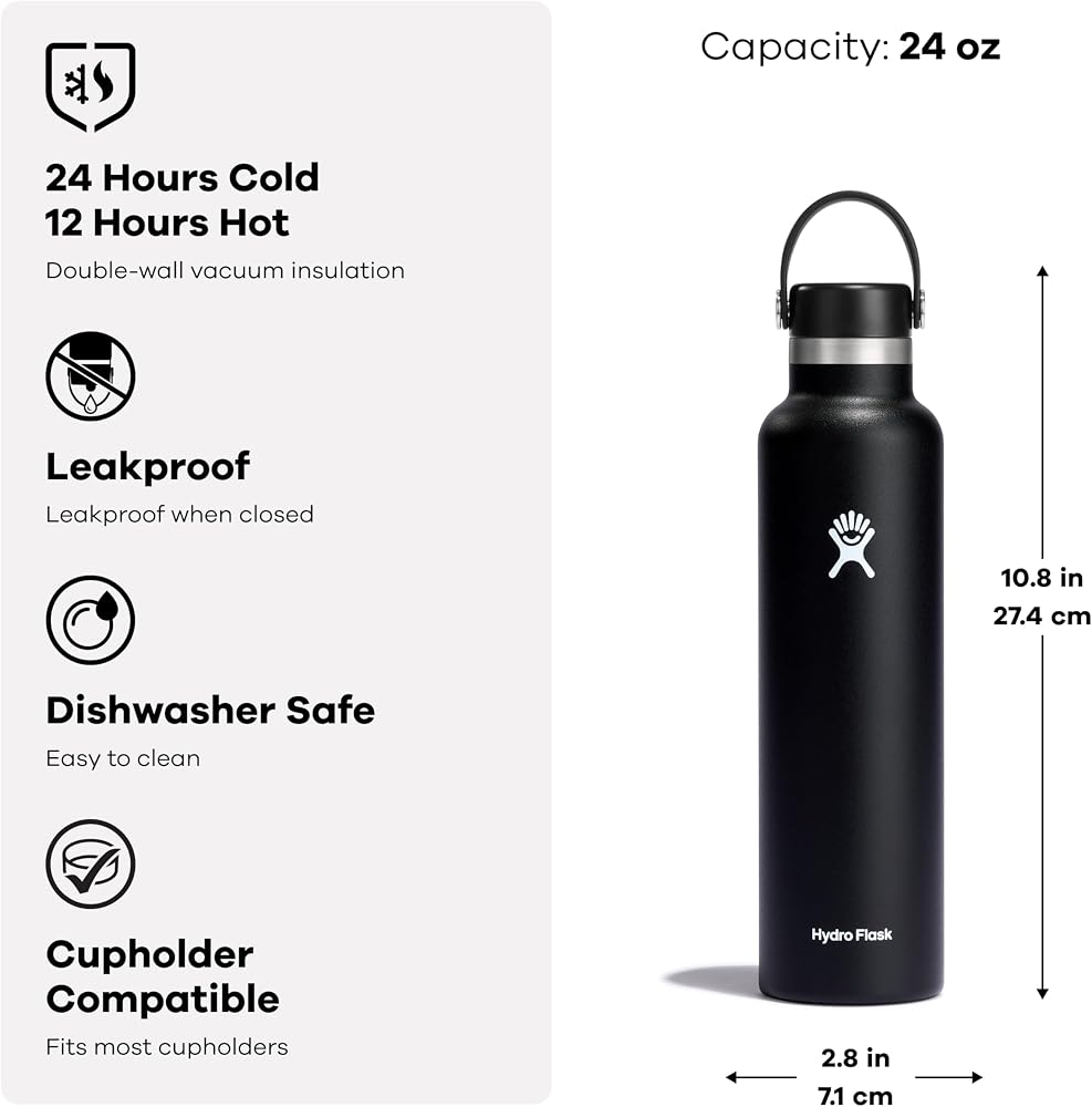 Hydro Flask Water Bottle - Insulated Stainless Steel - Non Spill, Leakproof in 24 Oz Agave Green