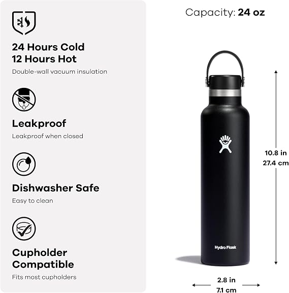 Hydro Flask Water Bottle - Insulated Stainless Steel - Non Spill, Leakproof in 24 Oz Agave Green