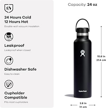 Hydro Flask Water Bottle - Insulated Stainless Steel - Non Spill, Leakproof in 24 Oz Agave Green