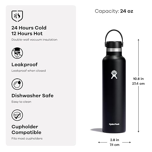 Hydro Flask Water Bottle - Insulated Stainless Steel - Non Spill, Leakproof in 24 Oz Indigo Blue 6