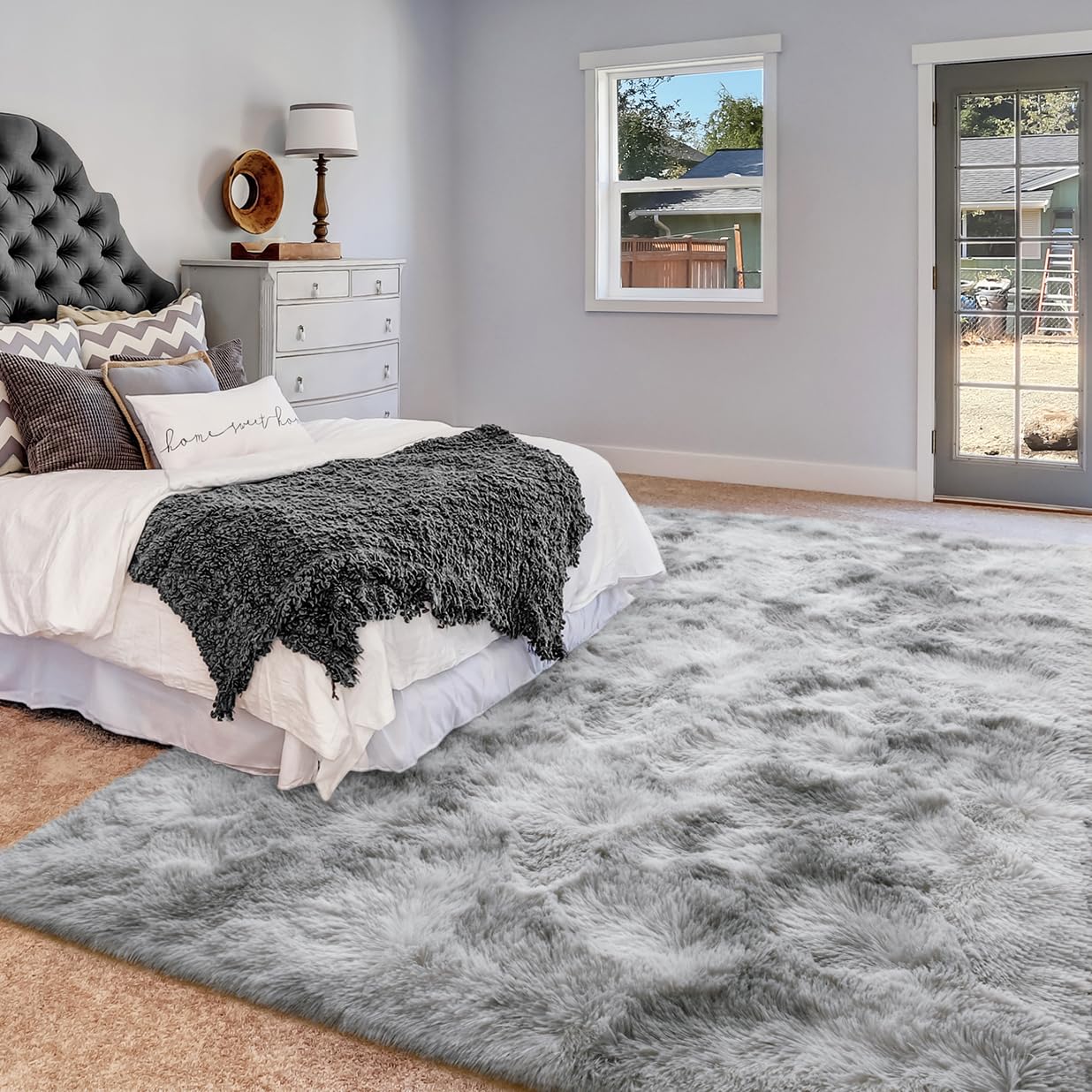 Cinknots Area Rugs Tappeto soffice Soggiorno moderno Camera da letto Baby Nursery Dormitorio Morbido Tappeto antiscivolo Grande (Grigio Bianco, 250x300cm)