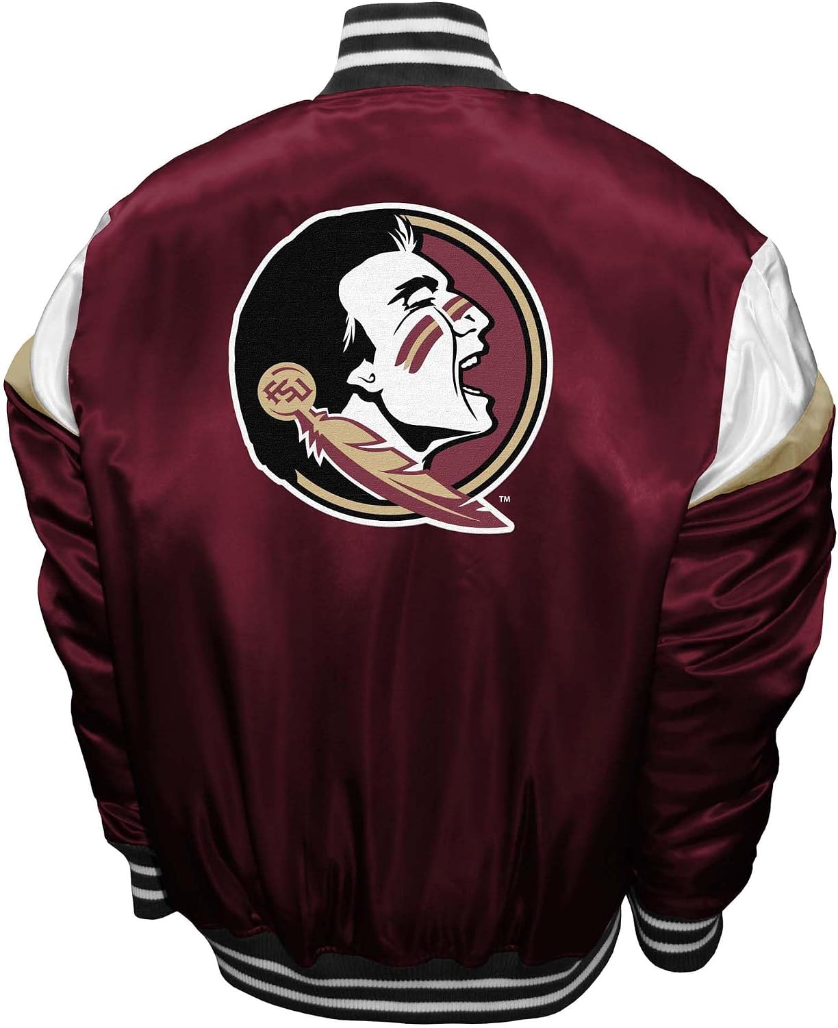 2Bhip NCAA Florida State Seminoles Apparel - Men's College Lightweight Garnet Satin Bomber Varsity Jackets For Men