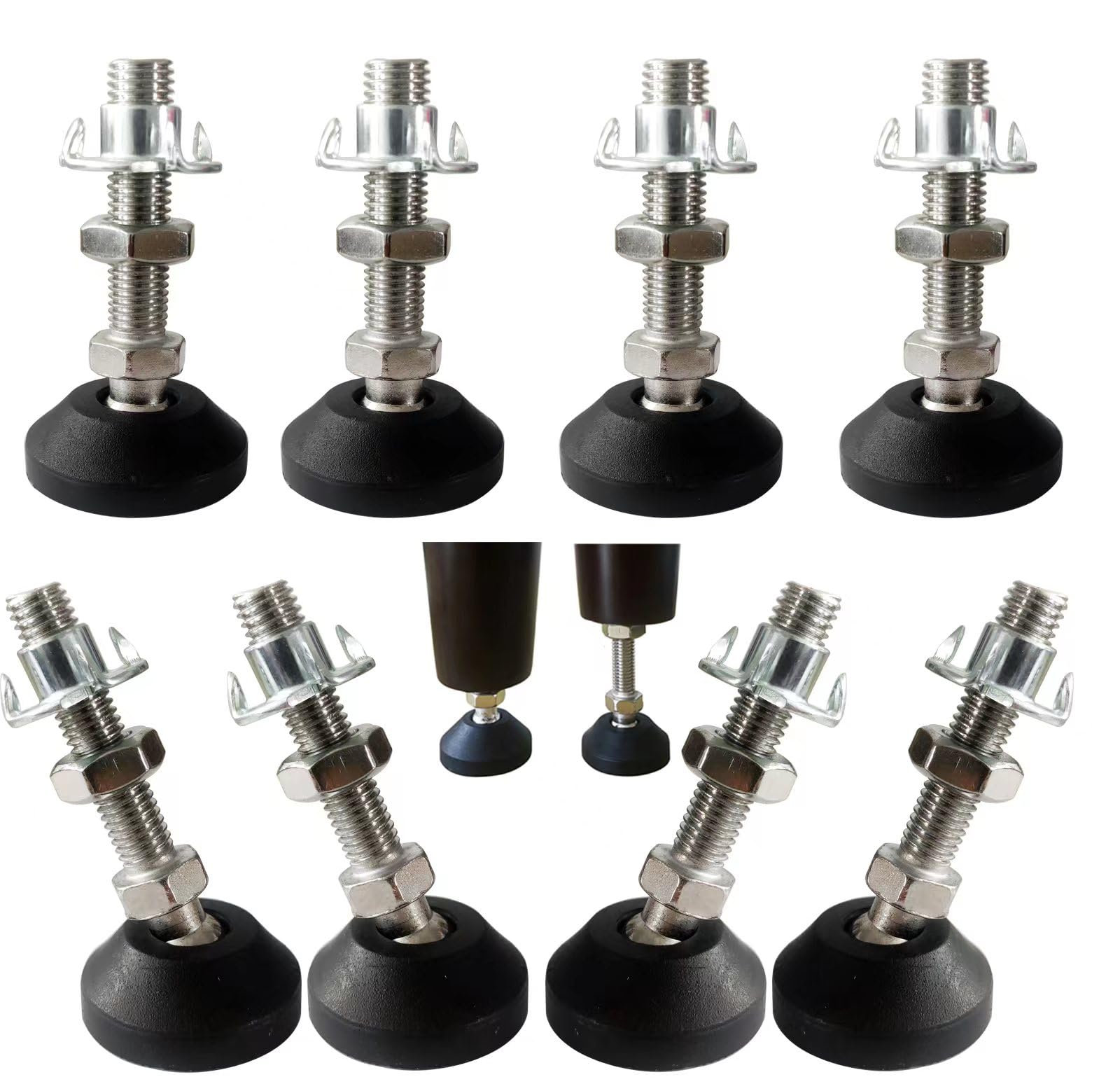 Stopka nastawcza M8 x 40 mm, śruba nastawcza M8, stopka meblowa, podstawa cokołu może udźwignąć 400 kg, regulowane nóżki śruby nastawcze, talerz nastawczy, maks. kąt nachylenia 15° (8 sztuk – M8 x 40 mm)