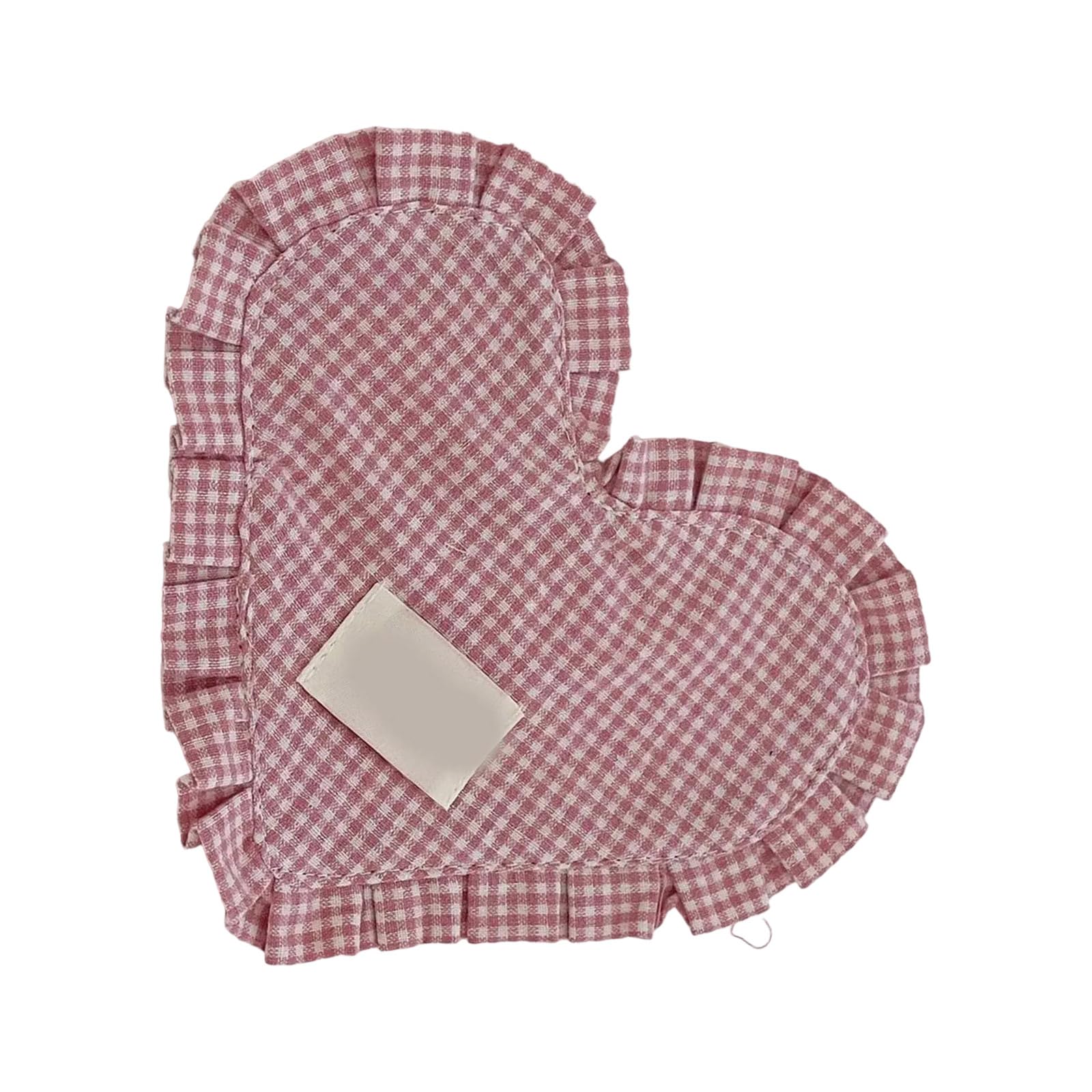 alloneslife Meal Mat Heart Shape Checked Cotton Placemat Heat Insulation Pad for Family Living Room Meals Mat Bowl