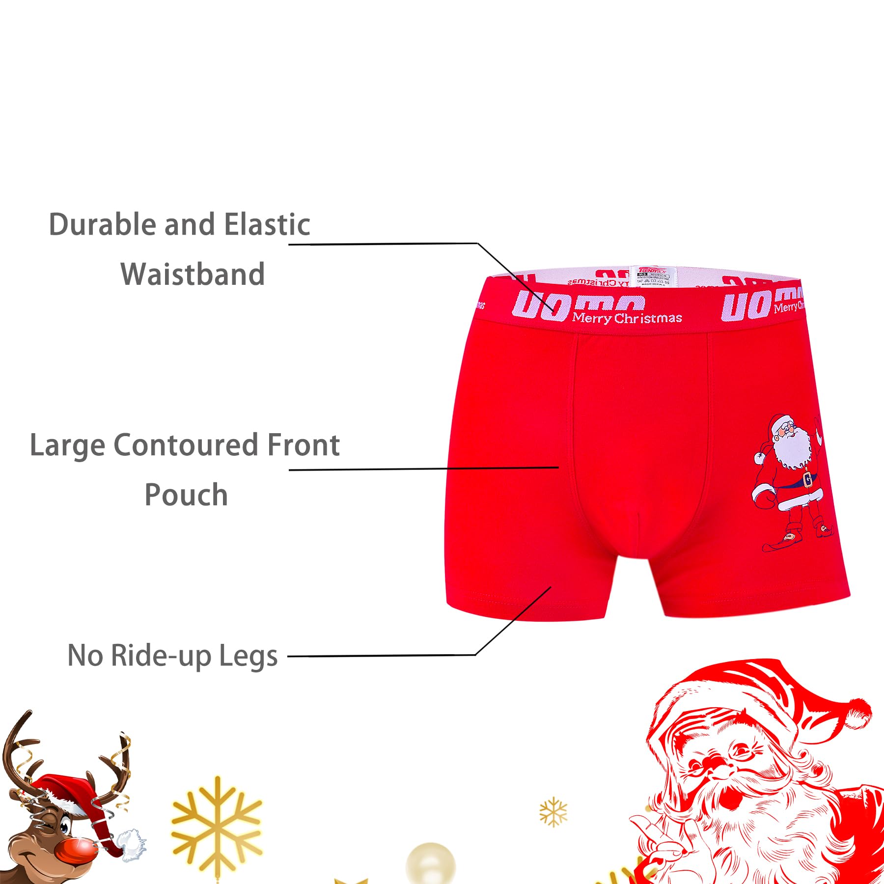 Trendy Boy Boxer da Uomo Natalizio Intimo con Cotone Premium – Grande Y Davanti – bauli dal Design Italiano – Collezione Speciale Capodanno e Natale