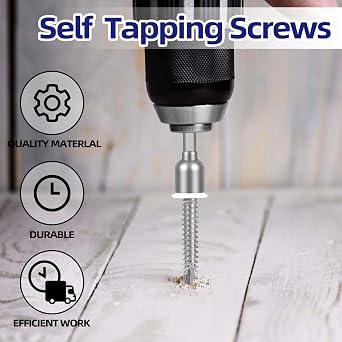 #10 x 3/4 Hex Washer Head Self Tapping Screws, TEK Screws, Self Drilling, Stainless Steel 410 Sheet Metal Screws, White Head, 100 PCS