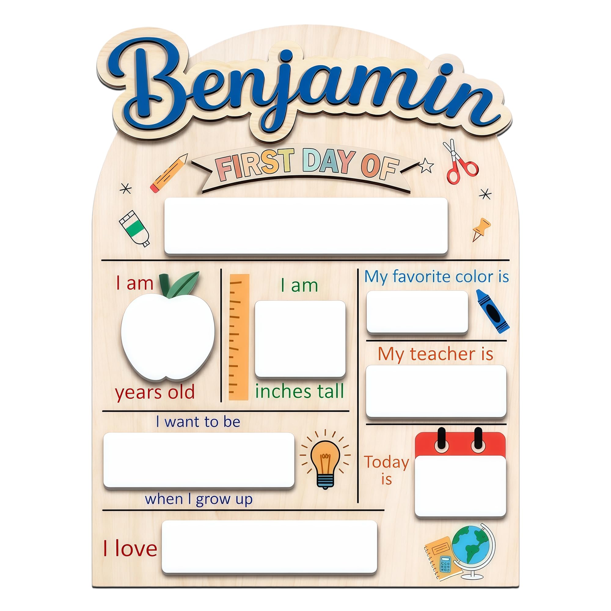 Personalised First Day of School Board with Name, Last Day of School Board, Reusable Back to School Chalkboard 1st for Kindergarten Preschool, Wooden Milestone Keepsake Gifts