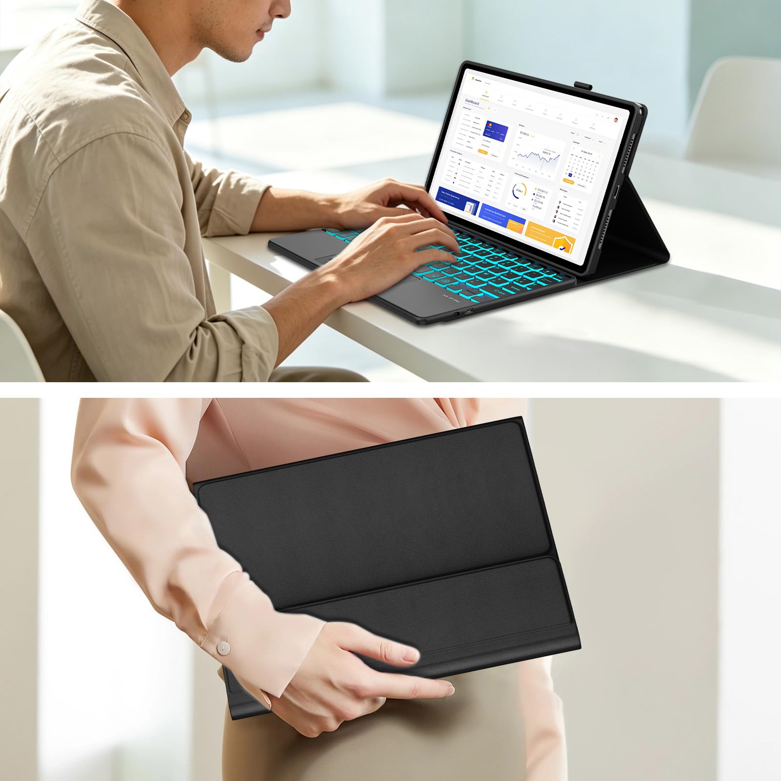 Teclado para Lenovo Idea Tab 11" 2025/Tab M11 con Retroiluminado y Touchpad | Teclado Bluetooth Retroiluminado Desmontable con Funda Delgada y Touchpad para Tablet Lenovo Tab K11 Gen 2 (TB336FU, TB336ZU)