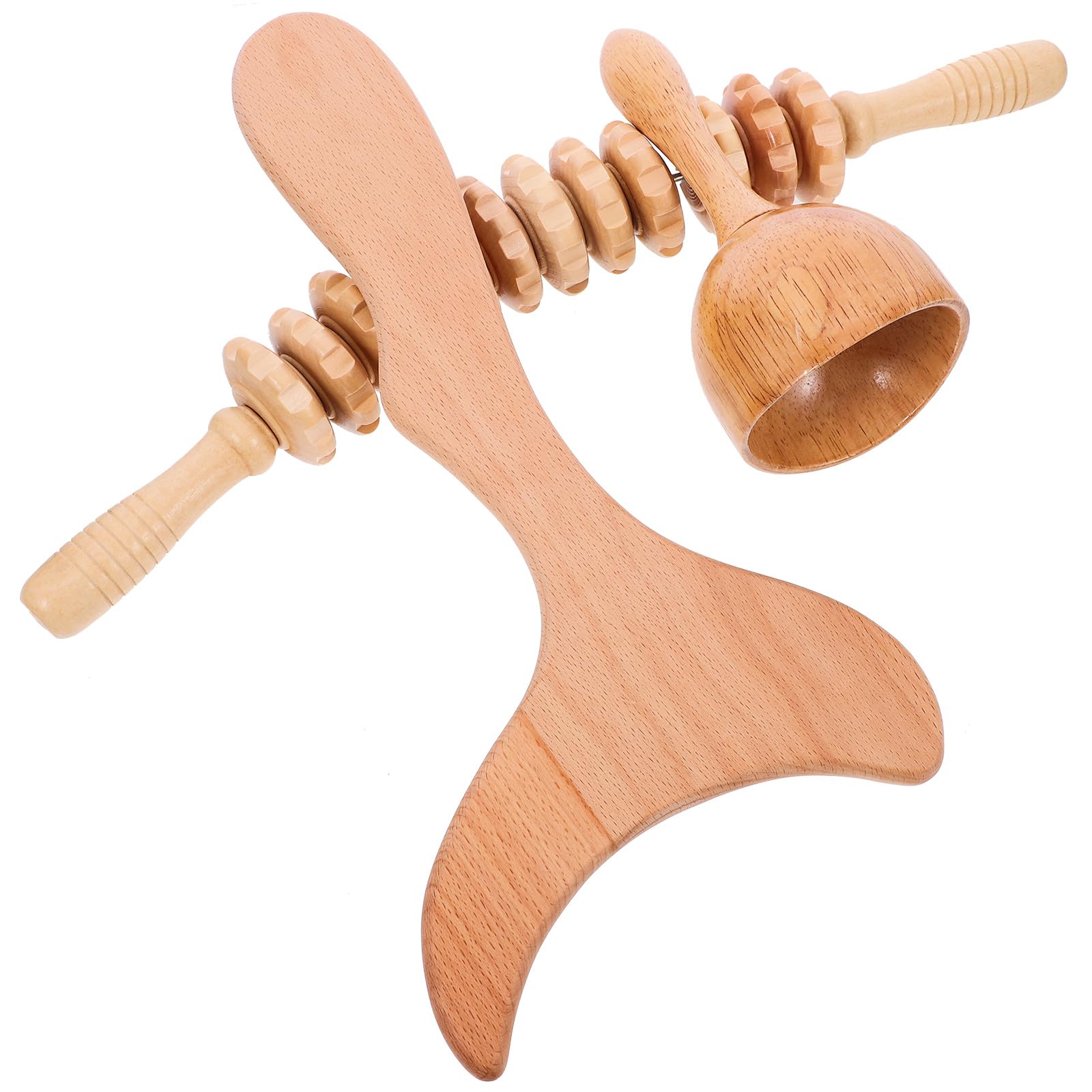 Vaguelly Massaggiatore Corpo e Testa in Legno 3 Pezzi Kit per Massaggi Linfodrenanti Tavola Massaggiante per Uso Domestico