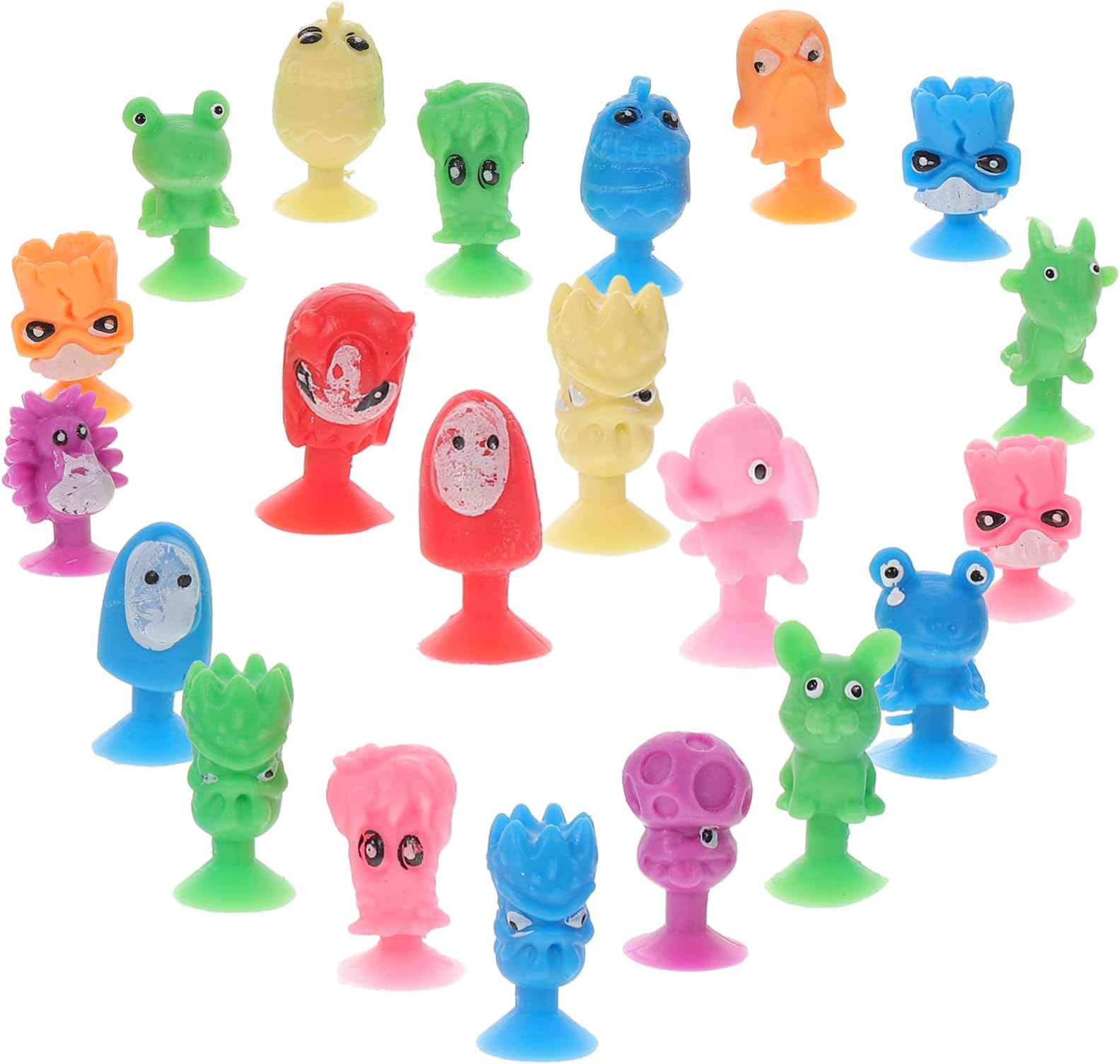 Toddmomy 24PCS Suction Cup Building Toy Plastic Sucker Animal Miniature Doll with Suction Cup Animal Toy for Kids Children Toddlers Party Favors Random Pattern