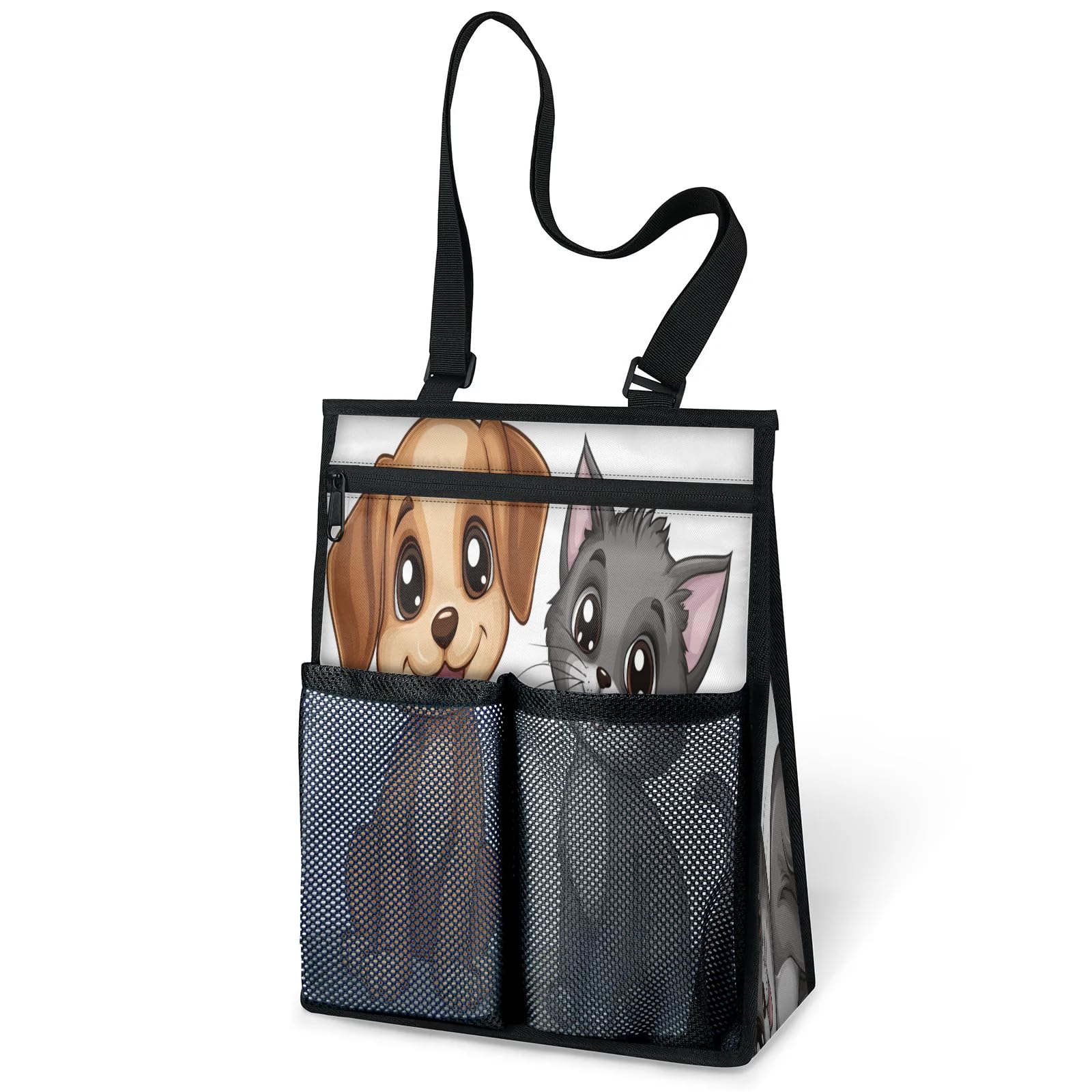 Ourtheme Cartoon Dog Cat Portable Shower Bag for Travel Gym Camp Beach Tote Shower Caddy Bags Hanging Toiletry