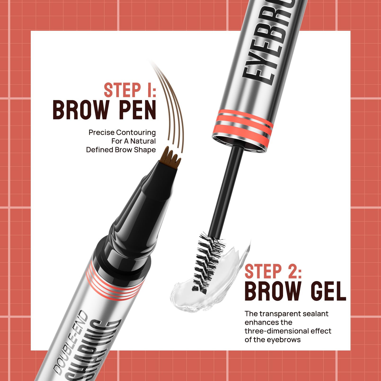 Eyebrow Pencil with Eyebrow Gel,Eyebrow Pencil 2-in-1 Microblading,2024 New 3D Eyebrow Tint Styling Cream Waterproof and Sweat Proof Keeps Your Makeup Non-Fading (#02 Dark brown) - Image 4