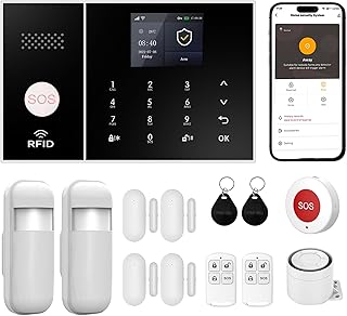 XUK Système d’Alarme sans Fil 4G/GSM/WiFi pour Maison/Appartement,Alarme Sécurité Intelligente avec Capteurs Porte/Fenêtre, Détecteur Mouvement PIR, Compatible Alexa/Google Home, Installation Facile