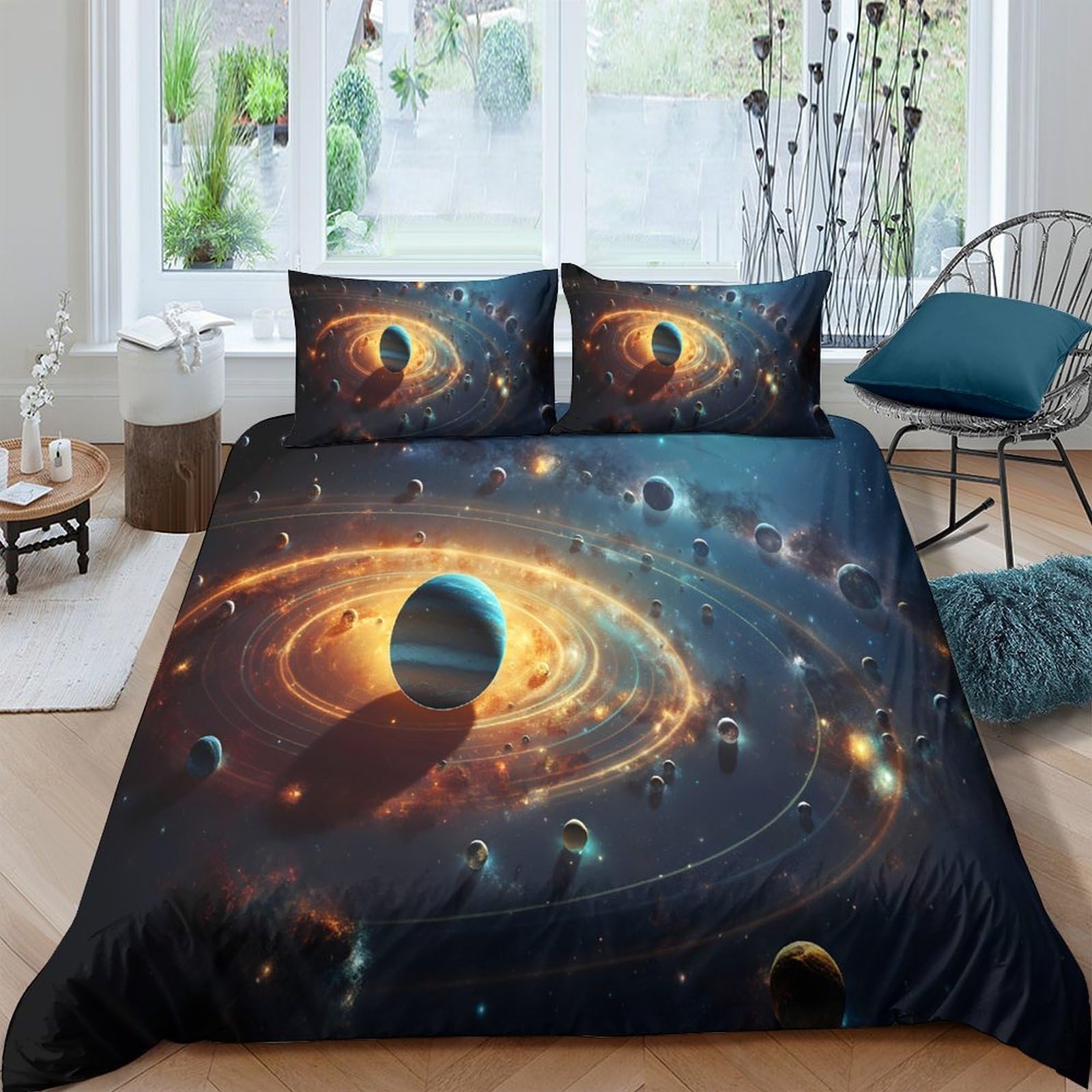 Ctjqhvkz Style-1 3D Printed Galaxy Starry Sky Fitted Sheet Microfiber Soft Breathable Cosmic Nebula Mattress Cover For Bedroom Single（135X200cm）