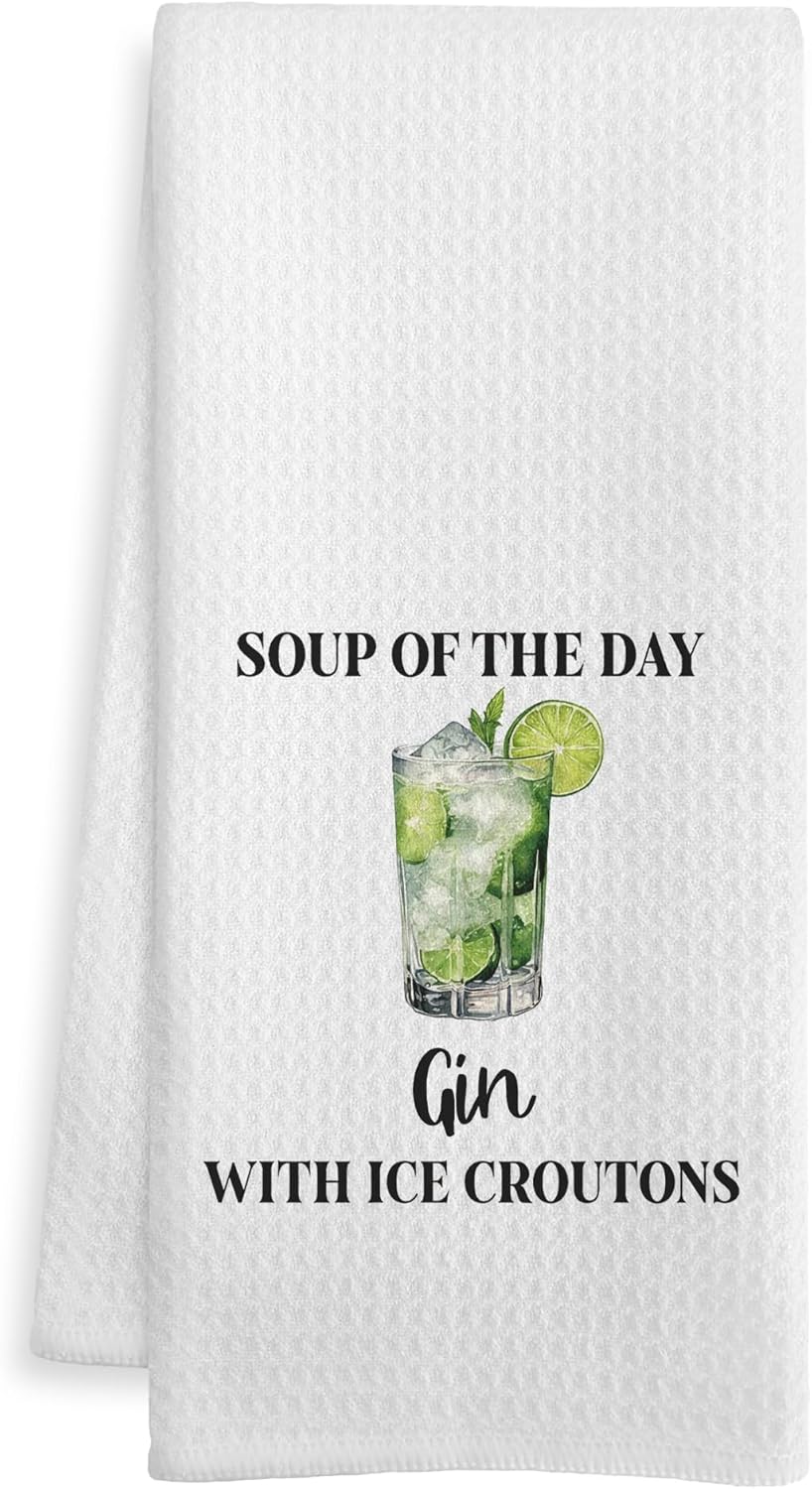 Funny Gin Kitchen Bar Towels, Gifts for Gin Drinkers Lovers Dish Tea Towel, Bartender Gifts Decorative Hand Towels for Kitchen Home Bar Cart Decor, 16x24 Inch
