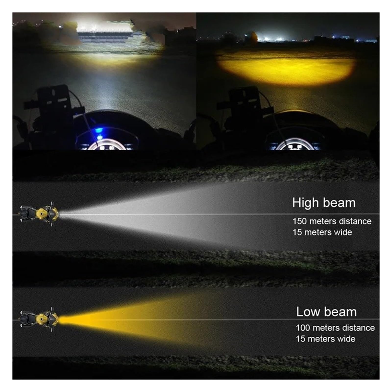 ESPYN Phares Moto Phare Moto H4 LED H6 BA20D Feu Antibrouillard Blanc Jaune Faisceau Hi Lo Pour Scooter(2pieces H4 A)