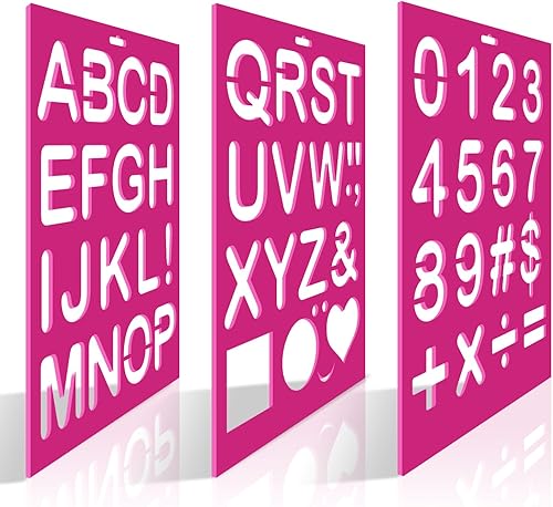 Miniatura 7 de Karty Juego de plantillas de estencil plásticas re-utilizables de letras. Incluye 26 letras, 10 números y 11 símbolos