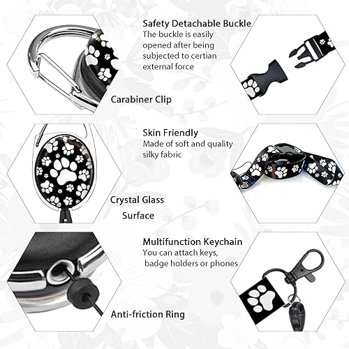 Miniatura 10 de Giancomics Cordones negros para insignias de identificación, soporte para tarjetas de identificación con cordón, carrete de insignias retráctil