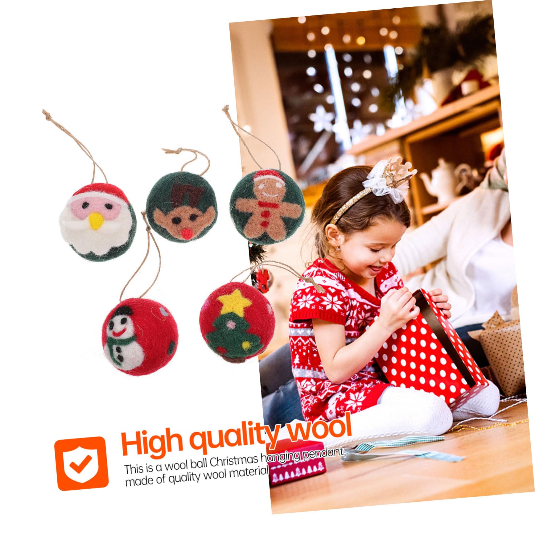 Cabilock 2 Juegos Adornos Navideños Colgantes De Fieltro De Lana Adornos Navideños Colgantes De Bolas De Fieltro De o Decoraciones Navideños 5 Piezas * 2