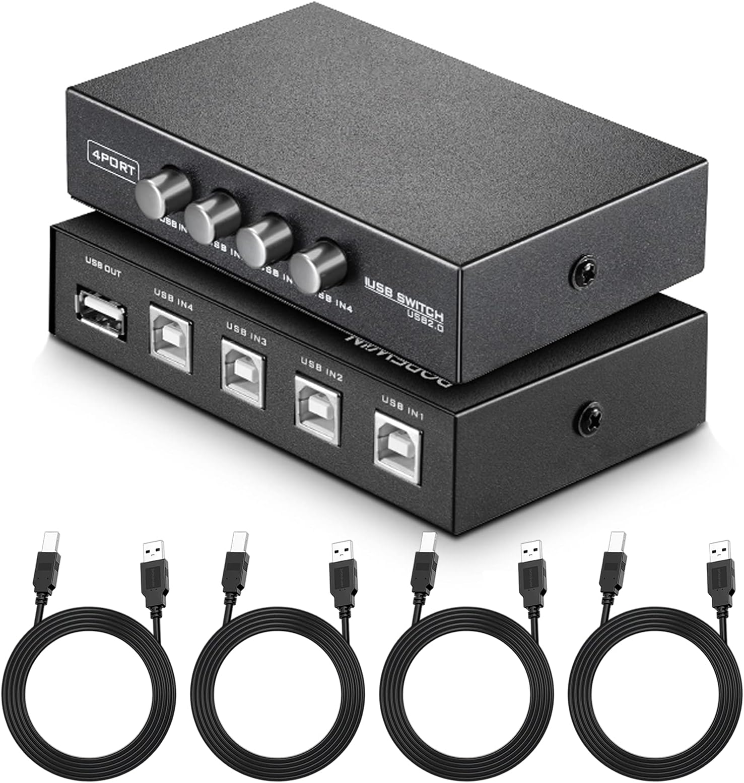 4 port USB 2.0 Manual Sharing Switch with 4 cables