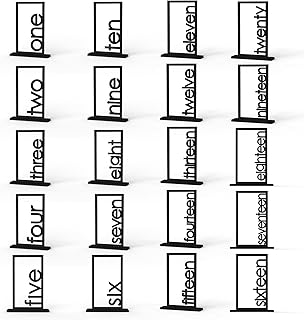 Wooden Table Numbers 1-10 - Wedding Table Number Signs with Holder Perfect for Party Events and Catering Reception (Black 1-20)