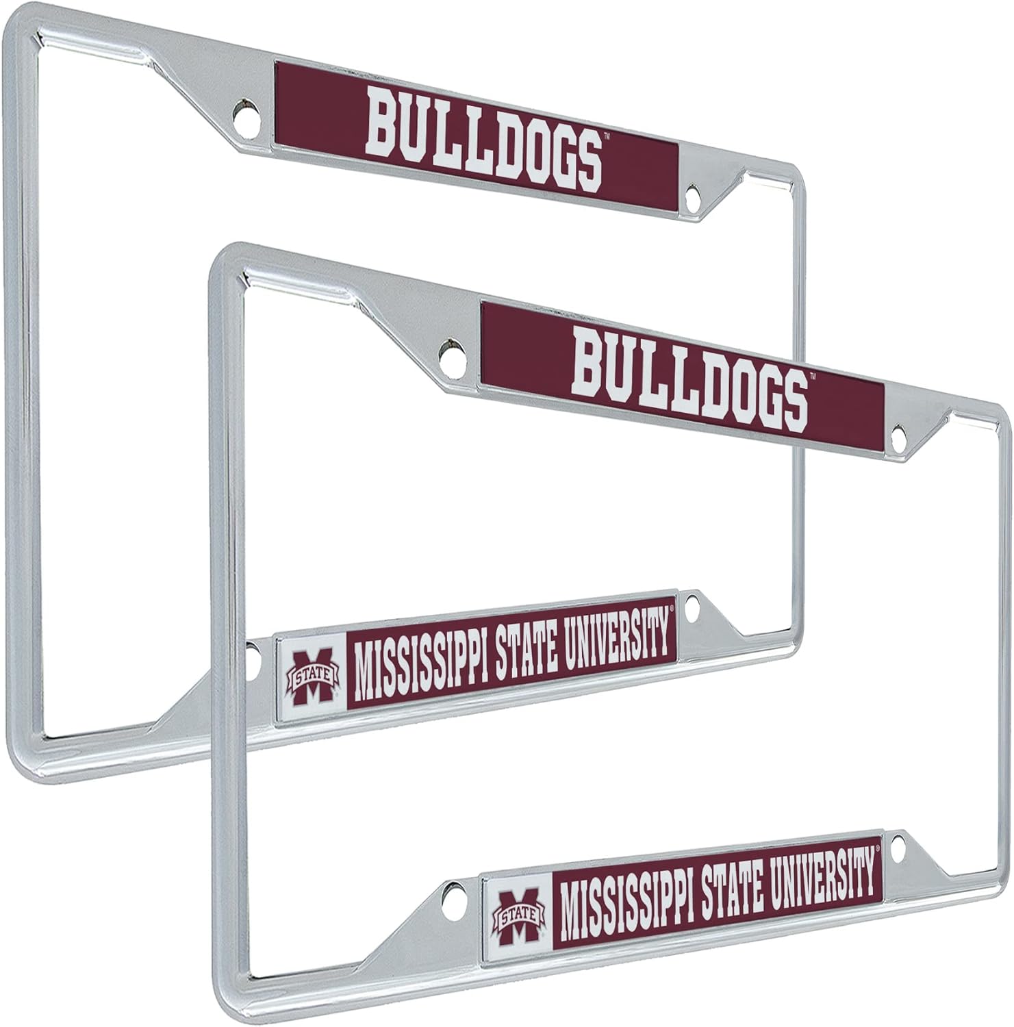 Desert Cactus Mississippi State University Car Accessories Metal License Plate Frame for Front or Rear of Car (Mascot 2 Pack)