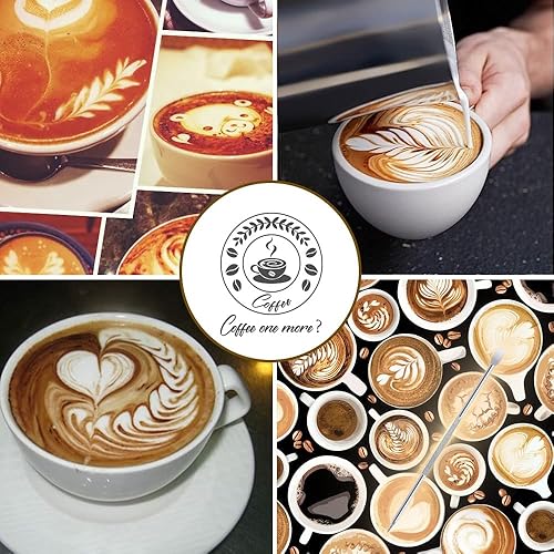 Miniatura 5 de Jarra espumadora de leche de 20 onzas, jarra de vapor de acero inoxidable con bolígrafo de arte con leche, espumador profesional de leche para café