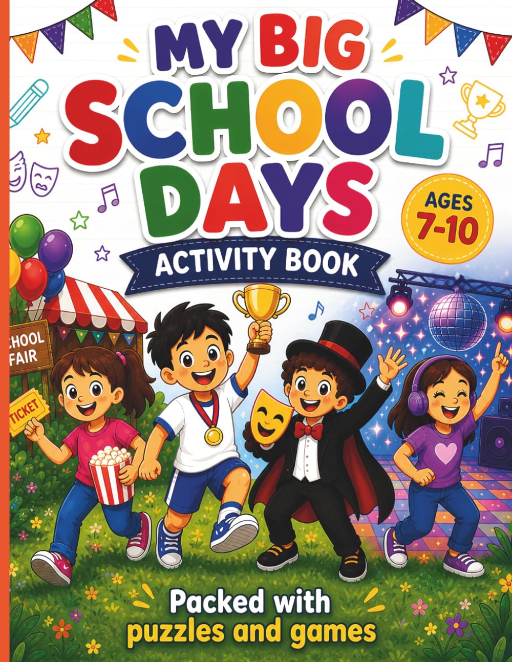My Big School Days Activity Book: Exciting Puzzles and Games for Kids Celebrating School Sports, Trips, Fairs, Discos & Plays!