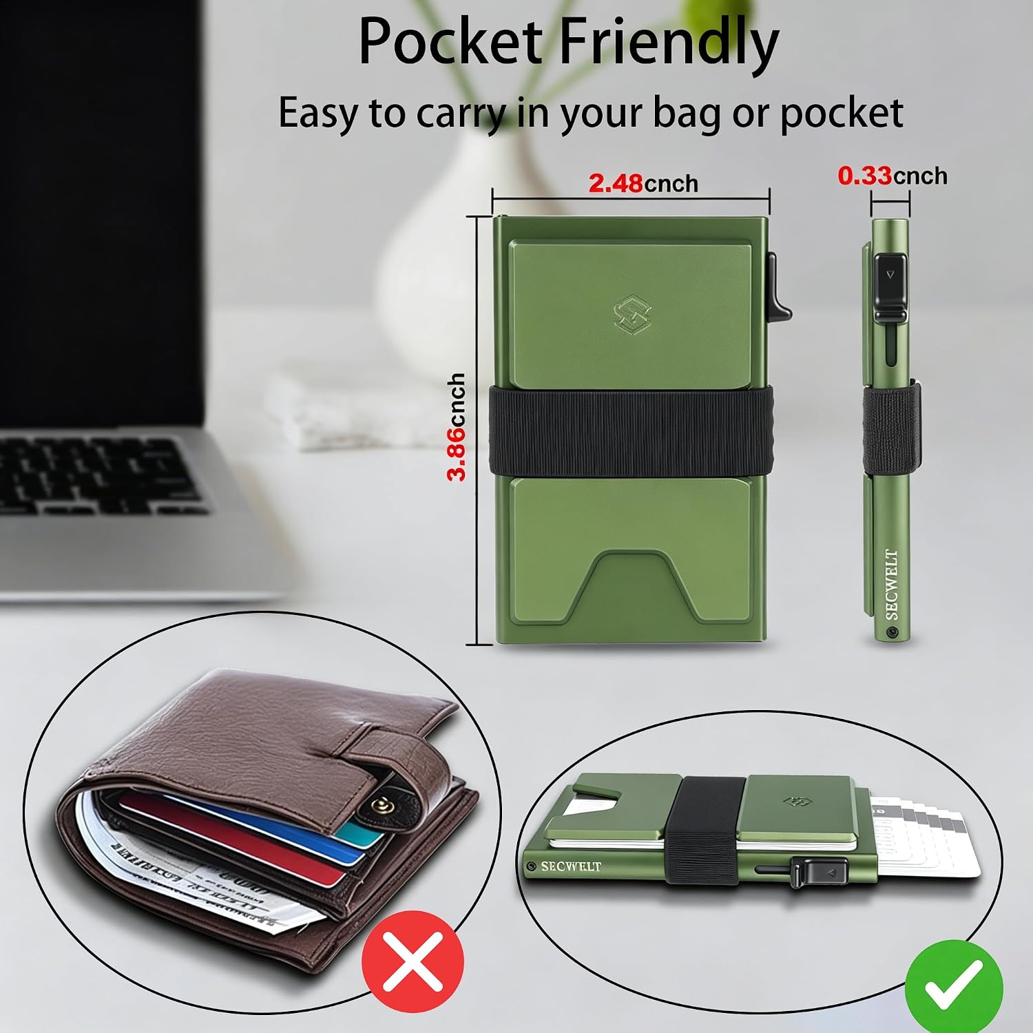Card Holder.RFID Blocking Wallet for Men, Green