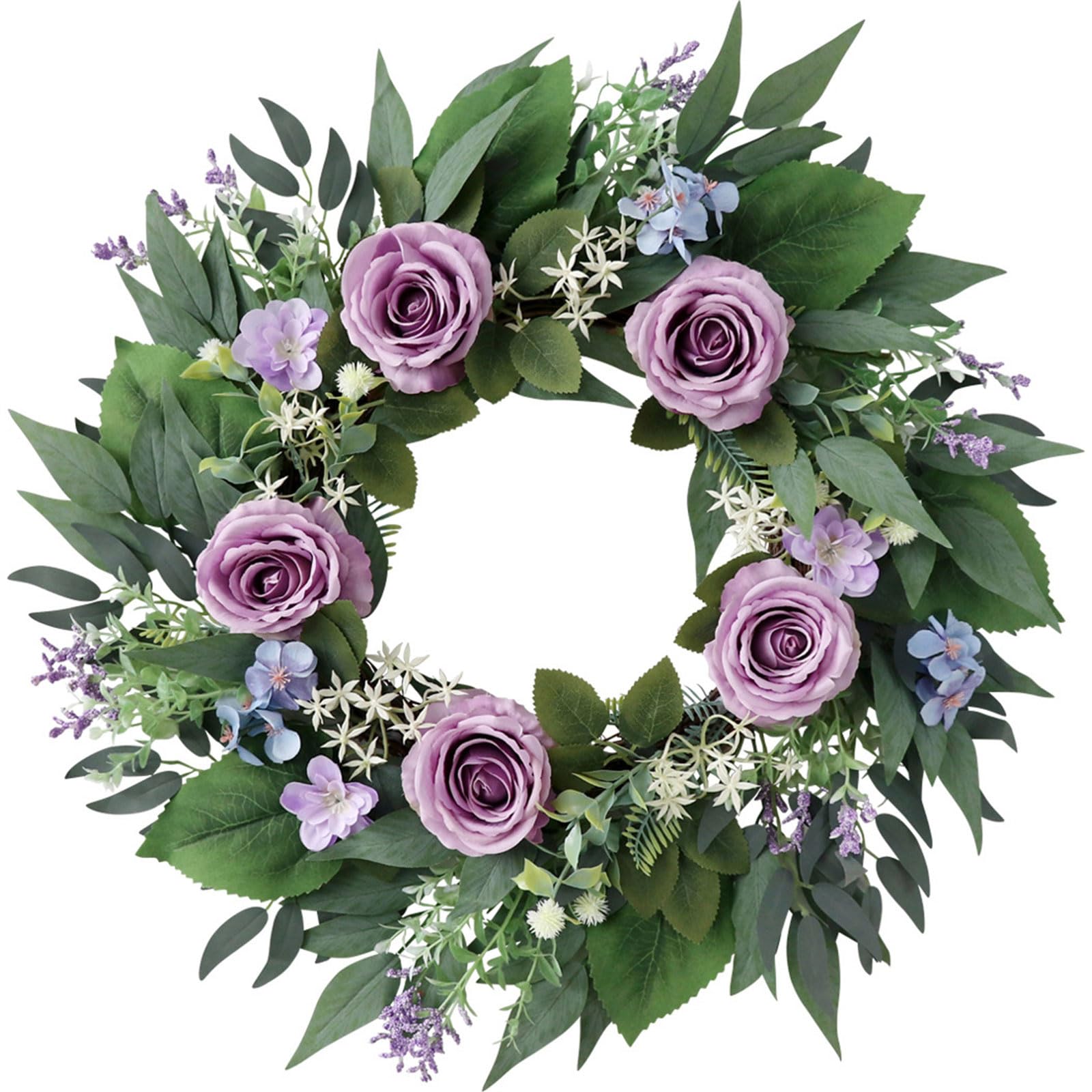 Artificial Flower Wreath 23.62Inch for Indoor and Outdoor Realistic Flower Wreath for Wedding Valentines Decoration Door Hanger