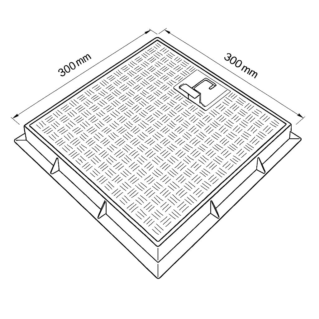 FIRST PLAST TCDPM30V Cadre avec couvercle avec poignée piétonne en PVC, vert, 300 x 300 mm