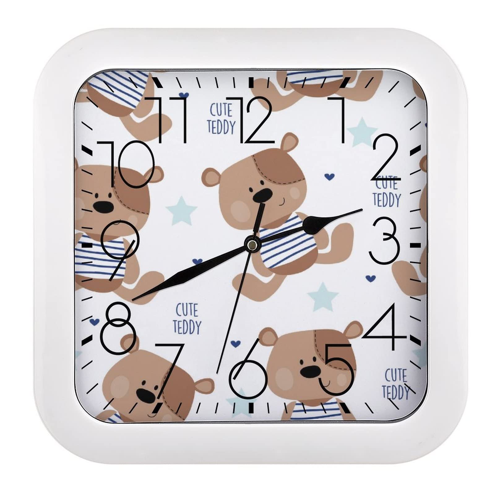 Horloge murale ours 26x26cm pour lire l'heure facilement au salon