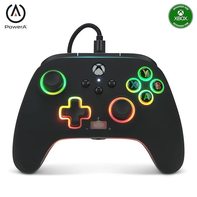 PowerA Spectra Infinity Enhanced Wired Gaming Controller for Xbox Series X/S, Xbox One, PC, Windows 10/11 with Vivid LED Lighting, Black (Officially Licensed)