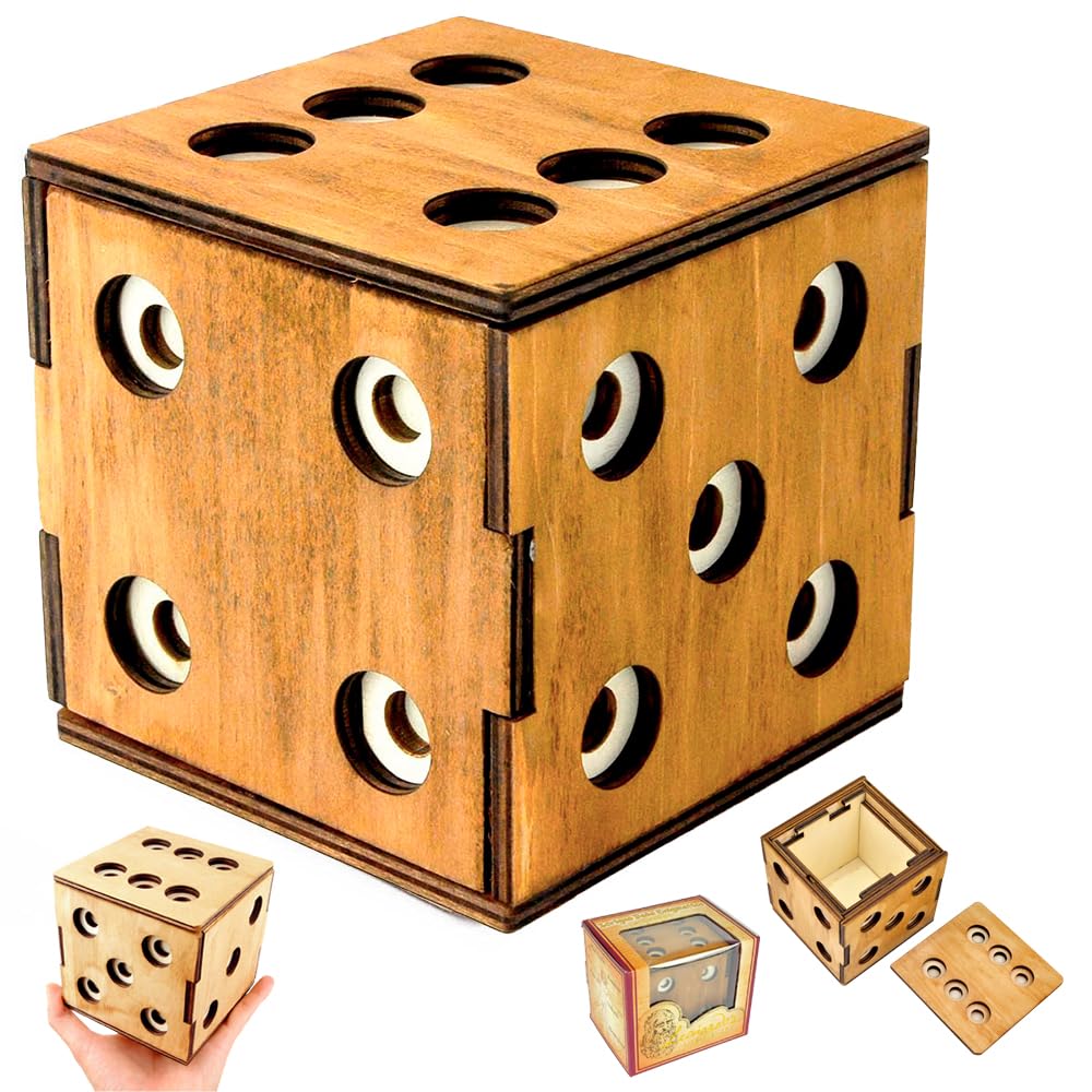 Logica Giochi - Scrigno Dado Enigmatico - Rompicapo In Legno - Scatola Segreta - Difficoltà 5/6 Incredibile - Collezione Leonardo