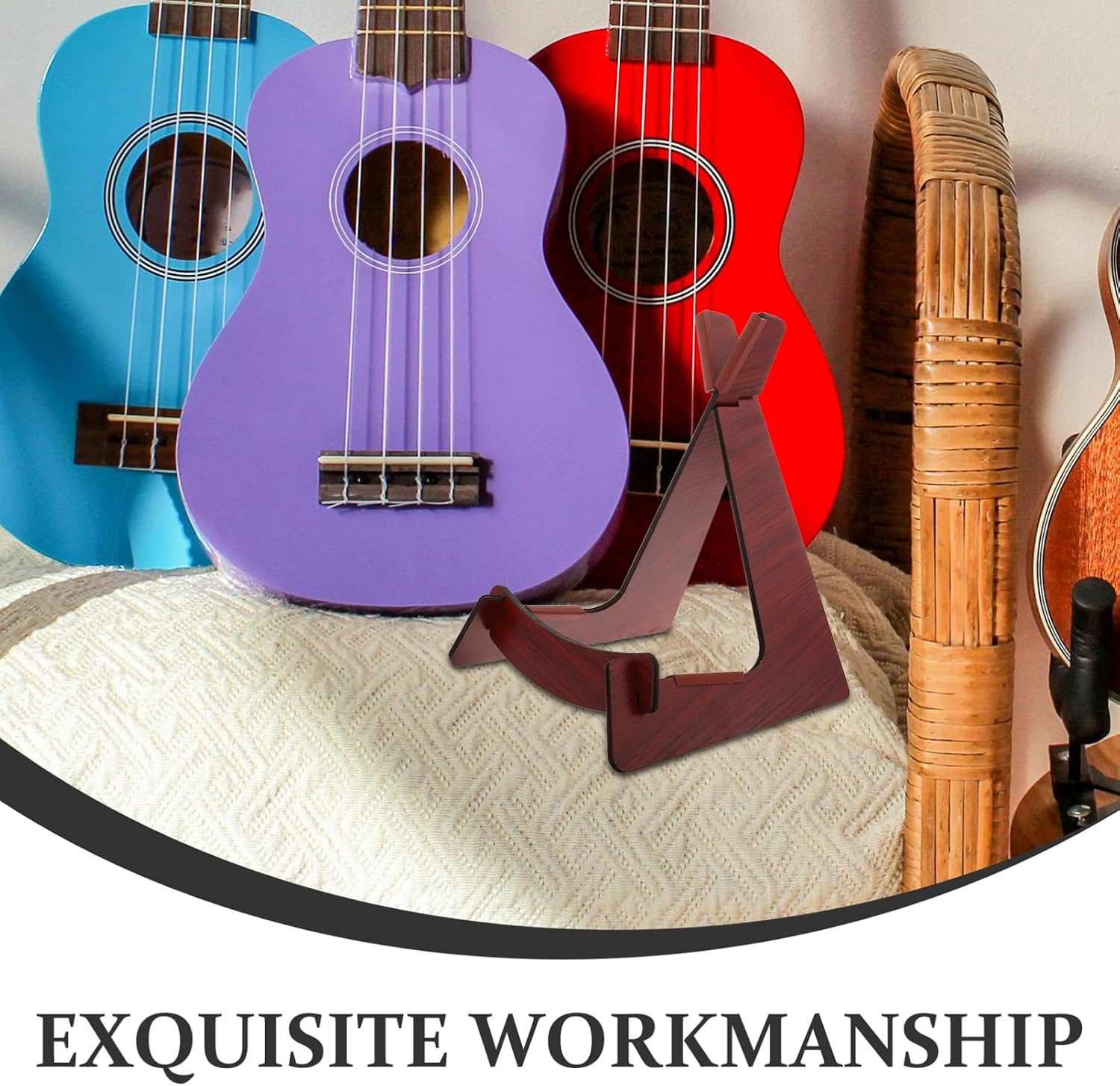 Wooden Ukulele Stand Detachable Display Holder for Acoustic Instruments