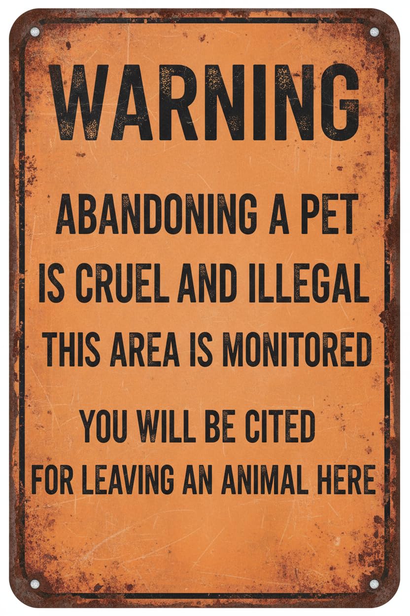 Wall Decor Warning Abandoning A Pet Is Cruel And Illegal Notice Animal Aluminum Sign 8x12Inch Vintage Signs Plates Printed
