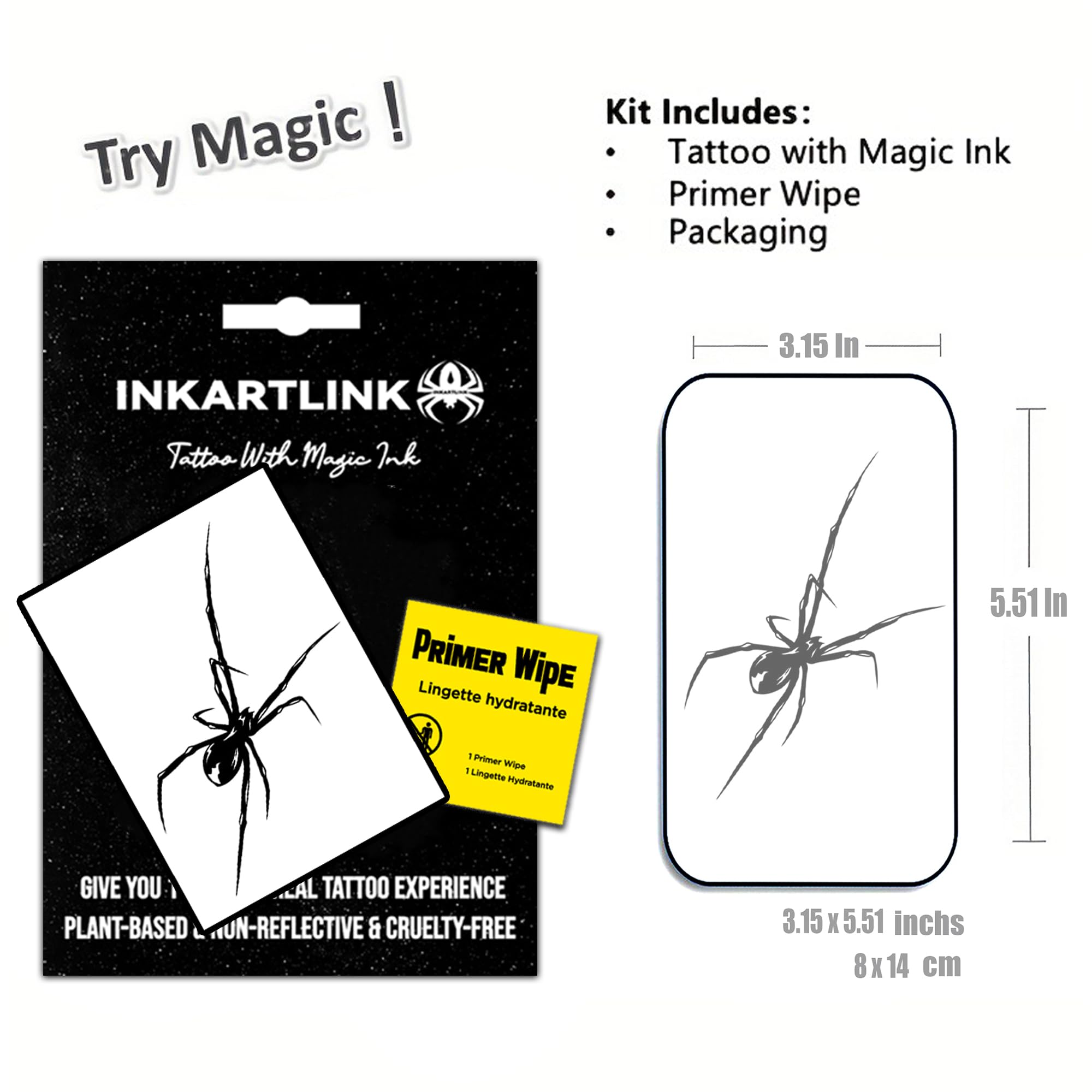 INKARTLINK semi-permanent tattoos, realistic tattoos, spider tattoos for cool boys and girls, beautifully packaged, uniquely designed, waterproof, cruelty-free, non-reflective(Spider 2)