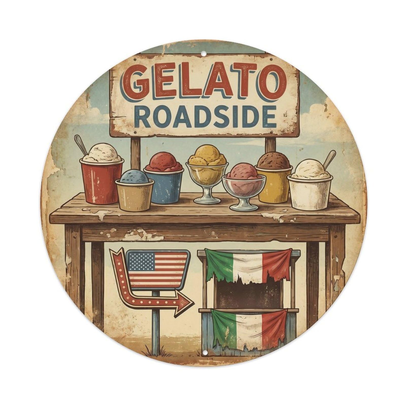 Dessert Cafe Gelato Vintage Americana Ice Cream Metal Tin Sign