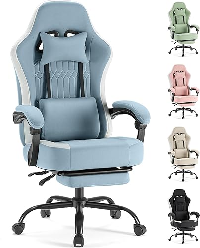Sweetcrispy - Silla para computadora y juegos, ergonómica, con respaldo alto, reposapiés y soporte lumbar, silla de escritorio ajustable en altura